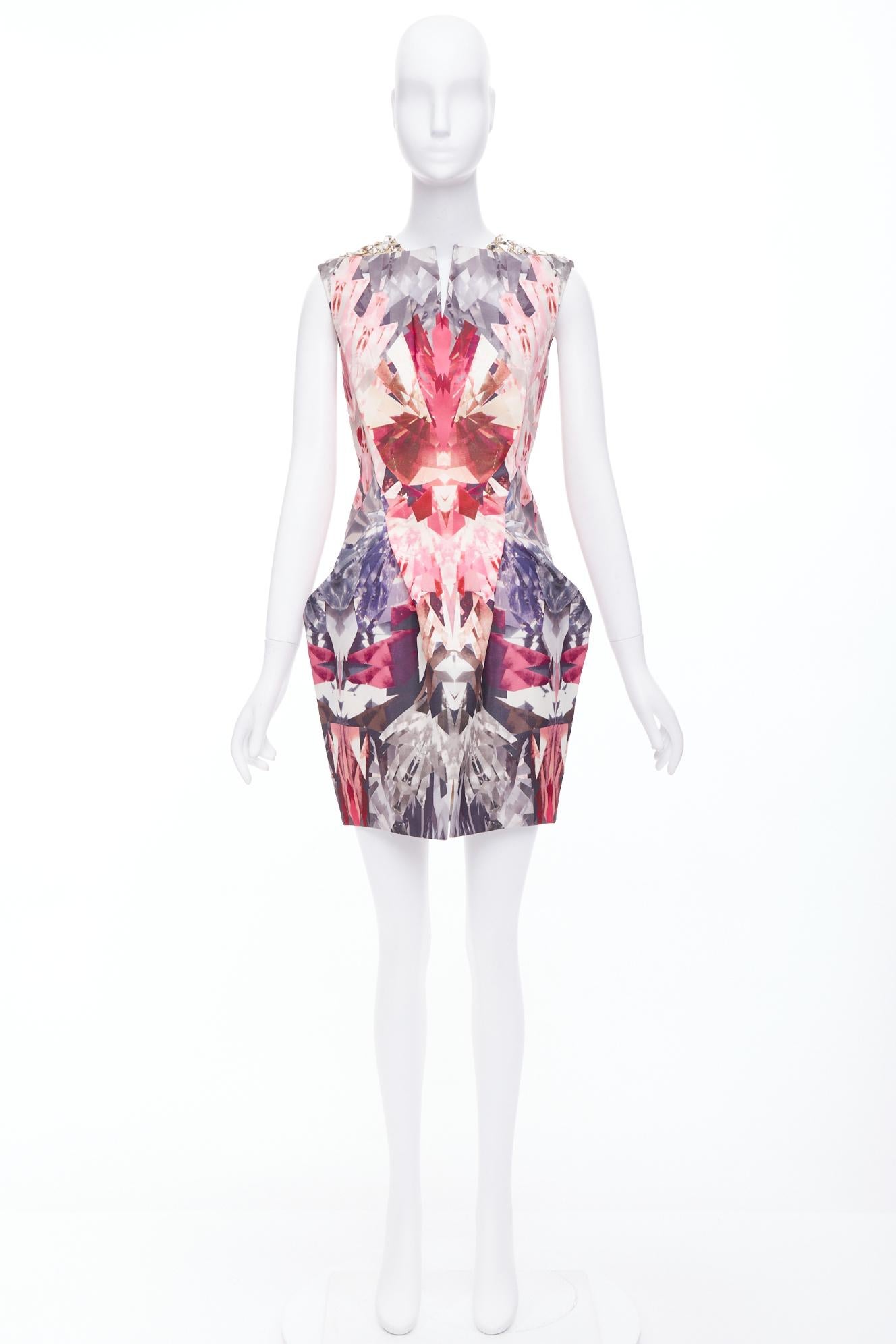 ALEXANDER MCQUEEN 2009 Natural Distinction Kaleidoscope crystal dress IT40 S For Sale 8