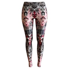 Alexander McQueen 2009 Runway Pink and Grey Crystal Kaleidoscope Print Leggings