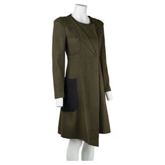 Alexander McQueen 2009 Vintage Olive Wool Coat with Padded Shoulders XS
