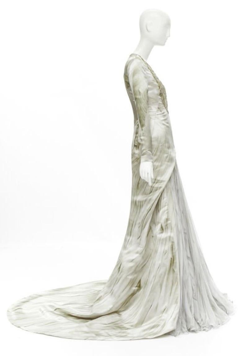 ALEXANDER MCQUEEN 2010 Angels Demons embellished chiffon skirt gown IT40 S In Excellent Condition In Hong Kong, NT