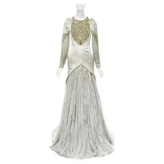 ALEXANDER MCQUEEN 2010 Angels Demons embellished chiffon skirt gown IT40 S