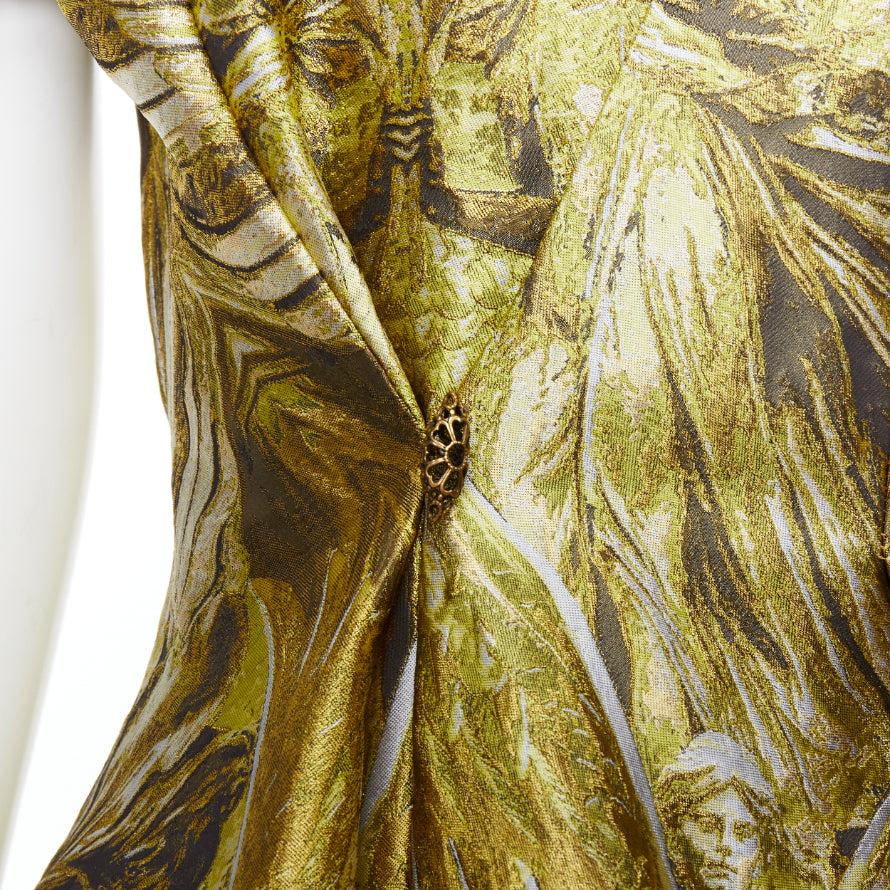 ALEXANDER MCQUEEN 2010 Angels Demons Runway gold medieval jacquard dress IT40 S For Sale 5