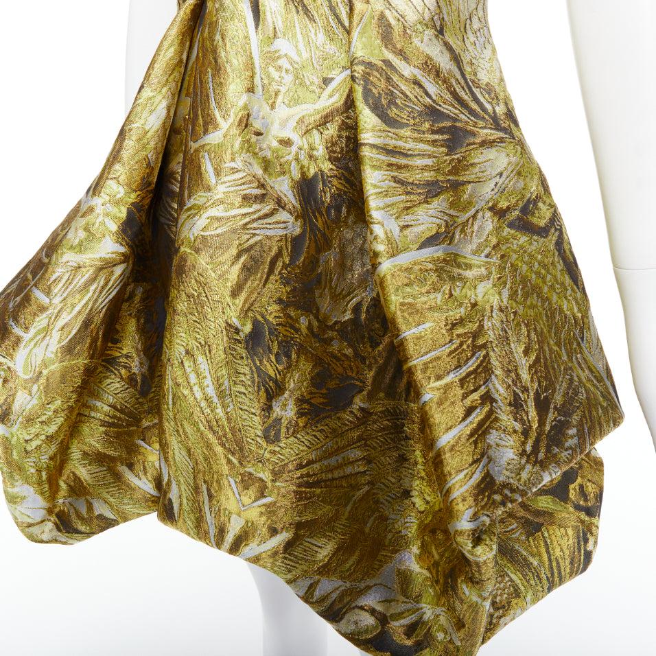ALEXANDER MCQUEEN 2010 Angels Demons Runway gold medieval jacquard dress IT40 S For Sale 6