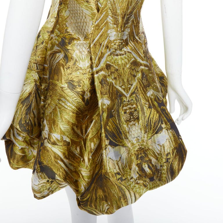 ALEXANDER MCQUEEN 2010 Angels Demons Runway gold medieval jacquard dress  IT40 S at 1stDibs