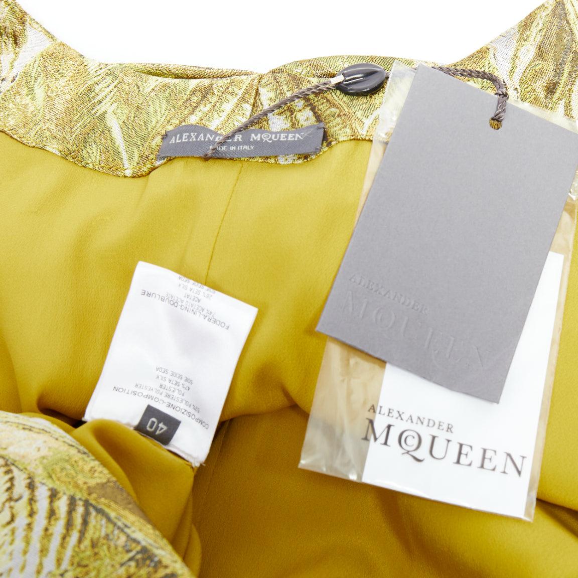 ALEXANDER MCQUEEN 2010 Angels Demons Runway gold medieval jacquard dress IT40 S For Sale 10