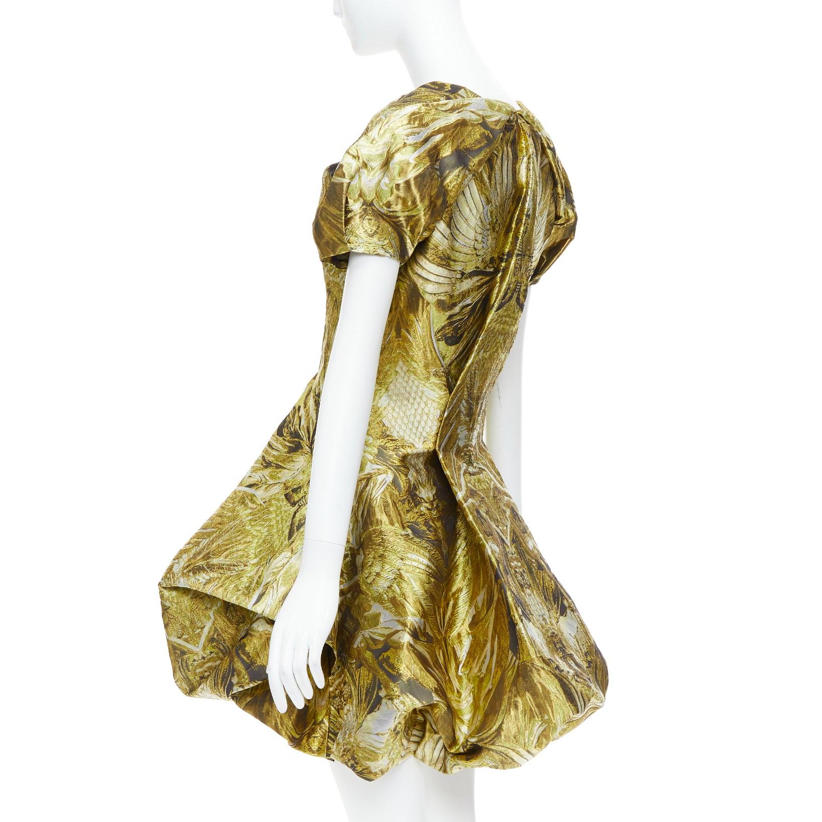 Women's ALEXANDER MCQUEEN 2010 Angels Demons Runway gold medieval jacquard dress IT40 S For Sale