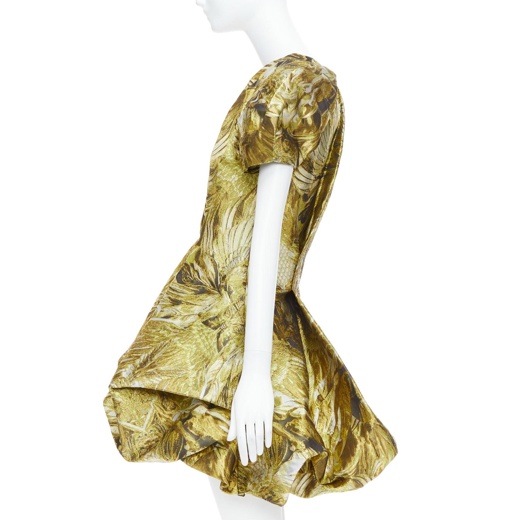 ALEXANDER MCQUEEN 2010 Angels Demons Runway gold medieval jacquard dress IT40 S For Sale 1