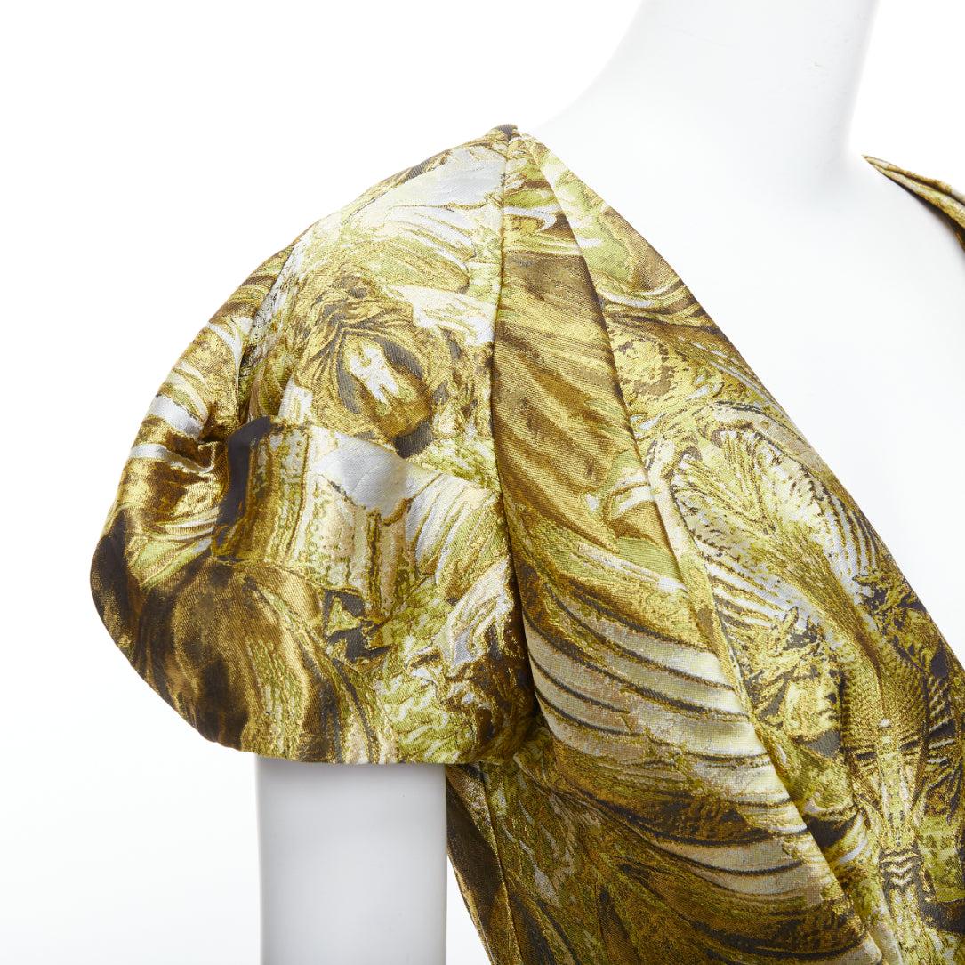 ALEXANDER MCQUEEN 2010 Angels Demons Runway gold medieval jacquard dress IT40 S For Sale 3