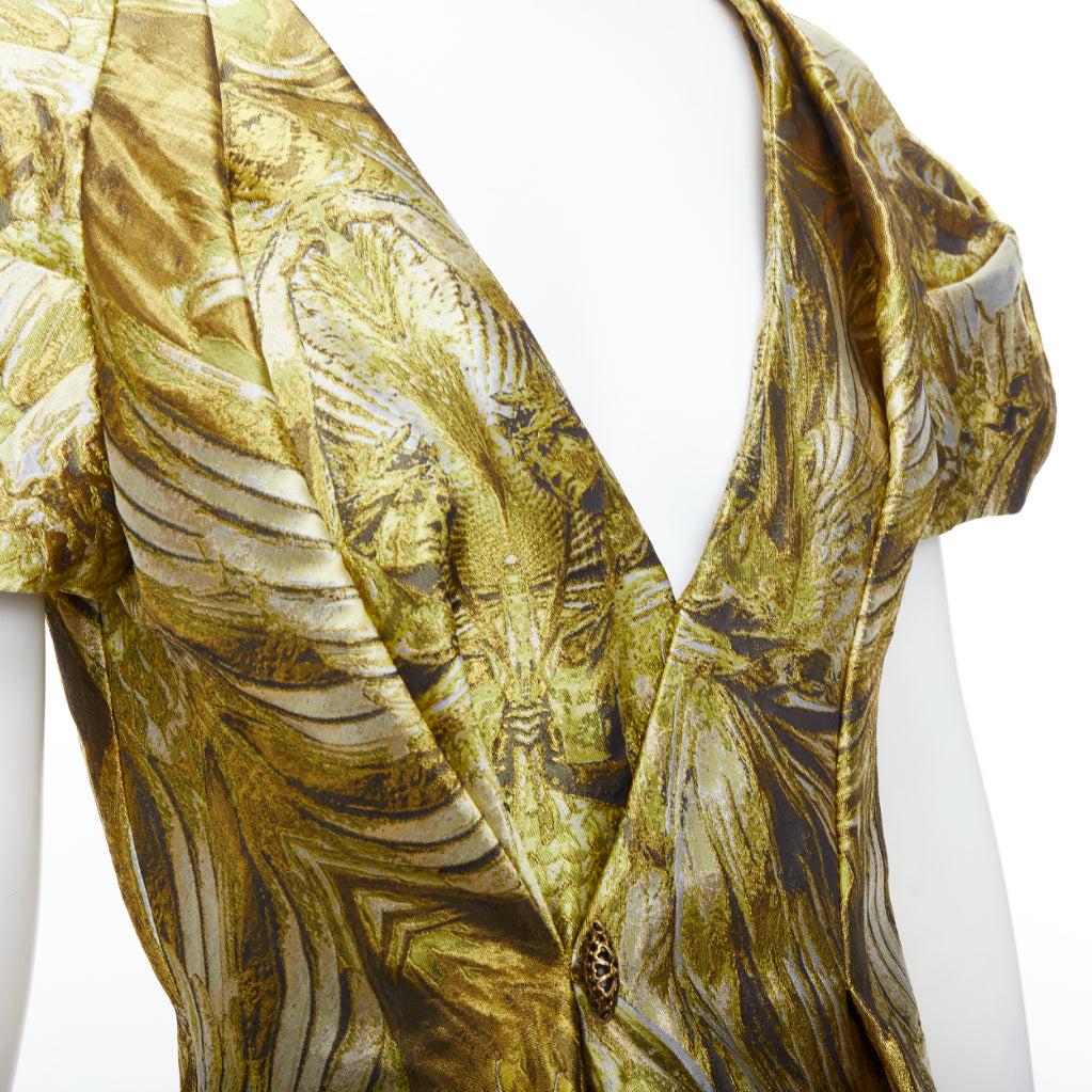 ALEXANDER MCQUEEN 2010 Angels Demons Runway gold medieval jacquard dress IT40 S For Sale 4