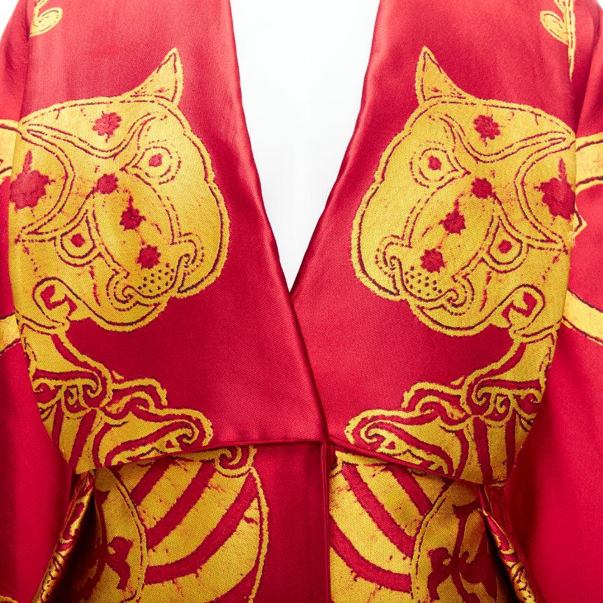 ALEXANDER MCQUEEN 2010 Angels Demons Runway red gold jacquard kimono dress IT38 6