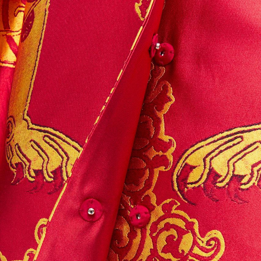 ALEXANDER MCQUEEN 2010 Angels Demons Runway red gold jacquard kimono dress IT38 11