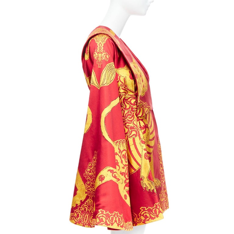 alexander mcqueen red and gold dress 2010 Angels Demons Runway jacquard kimono IT38 at 1stDibs alexander mcqueen fall 2010