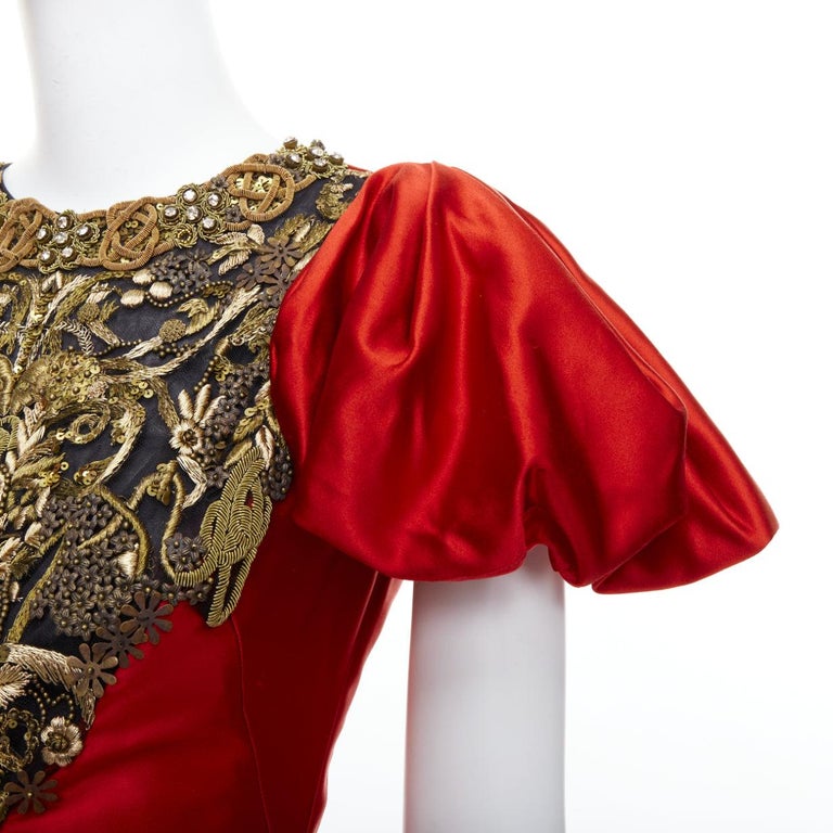 ALEXANDER MCQUEEN 2010 Angels Demons Runway red gold puff dress IT40 S  Beyonce