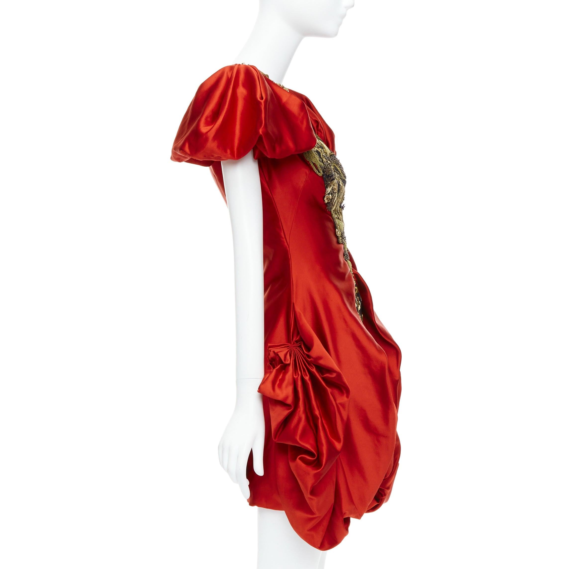 ALEXANDER MCQUEEN 2010 Angels Demons Runway red gold puff dress IT40 S Beyonce In New Condition In Hong Kong, NT