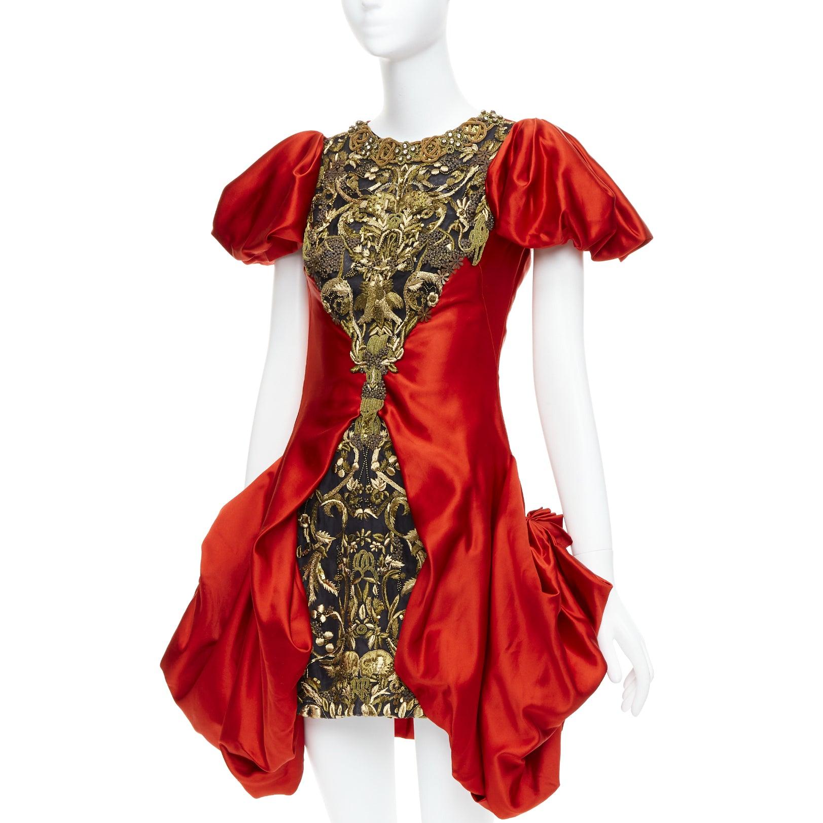 ALEXANDER MCQUEEN 2010 Angels Demons Runway red gold puff dress IT40 S Beyonce 2