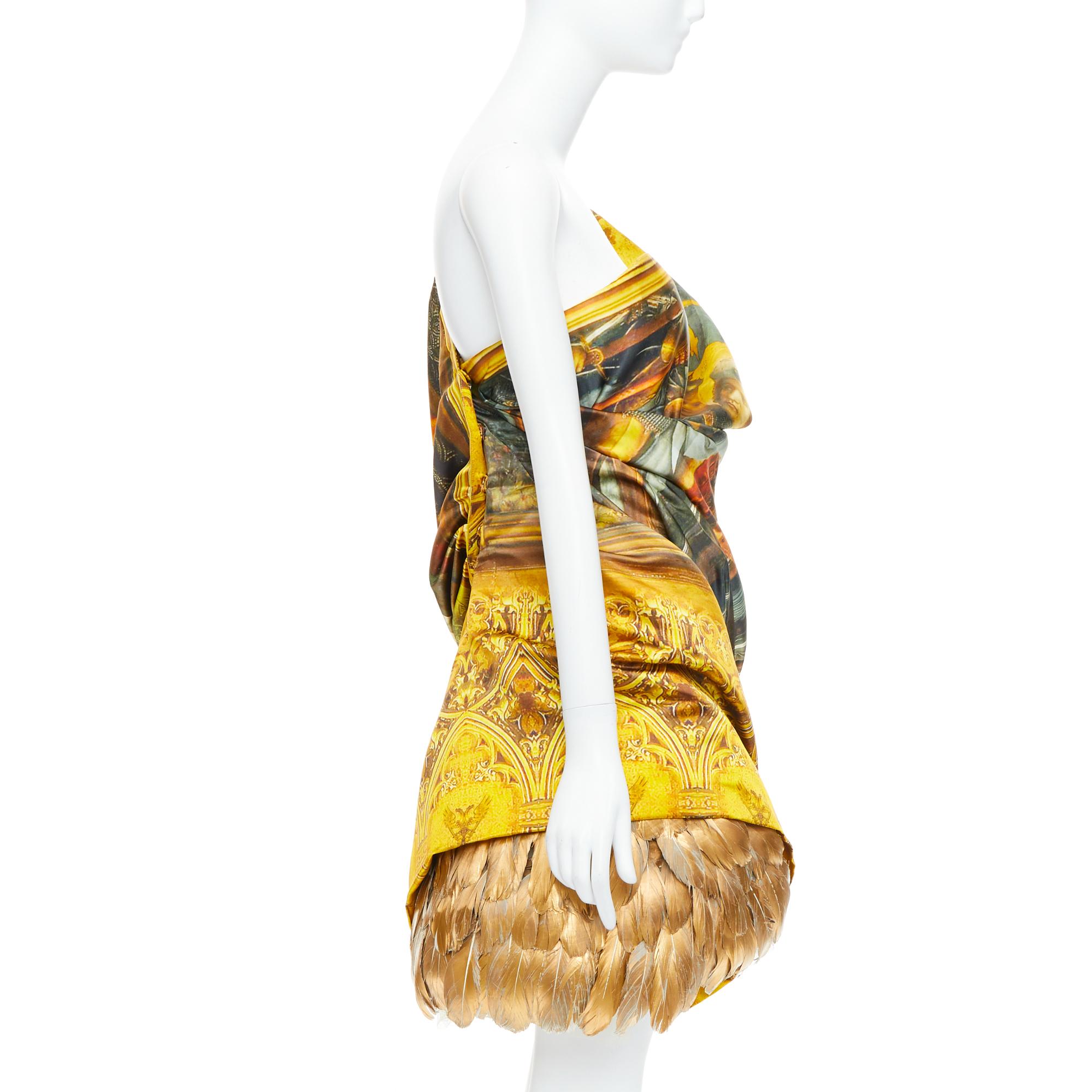 ALEXANDER MCQUEEN 2010 Angels Demons Runway Renaissance feather dress IT40 S In New Condition In Hong Kong, NT