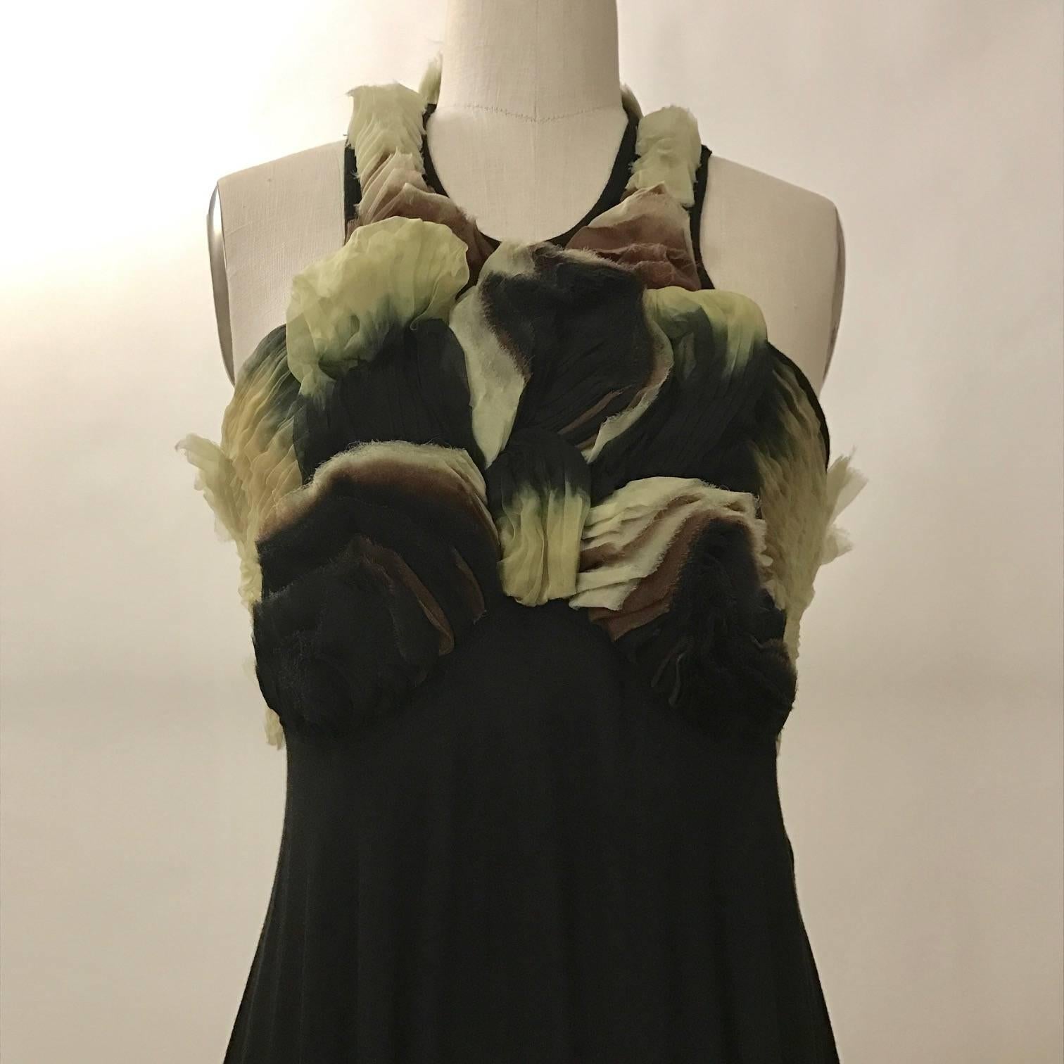 Alexander McQueen 2010 Black Jersey Dress with Ombre Organza Swirls at Top In New Condition In San Francisco, CA
