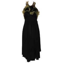 Alexander McQueen 2010 Black Jersey Dress with Ombre Organza Swirls at Top