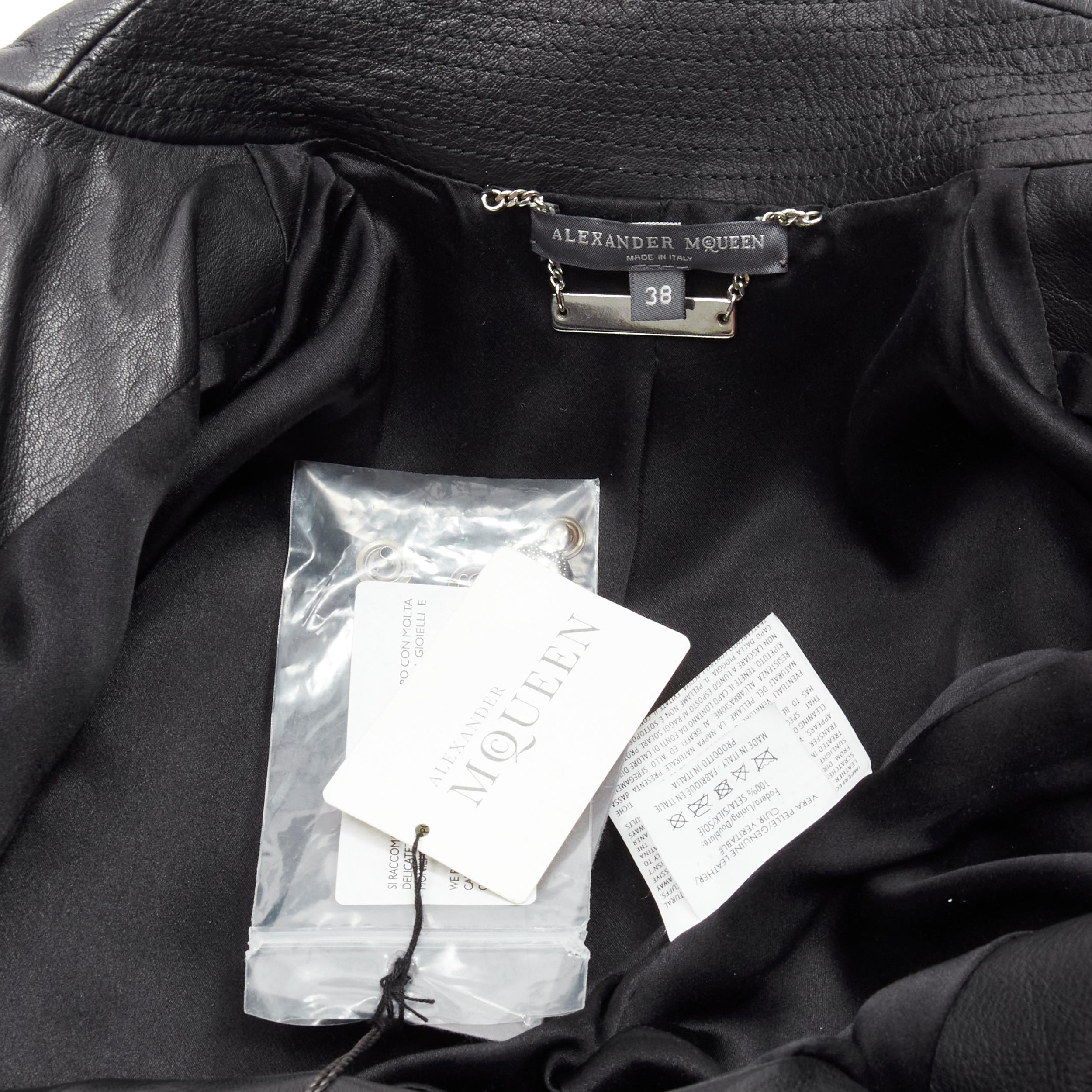 ALEXANDER MCQUEEN 2010 - Veste motard peplum en cuir noir avec ceinture IT38 XS en vente 5