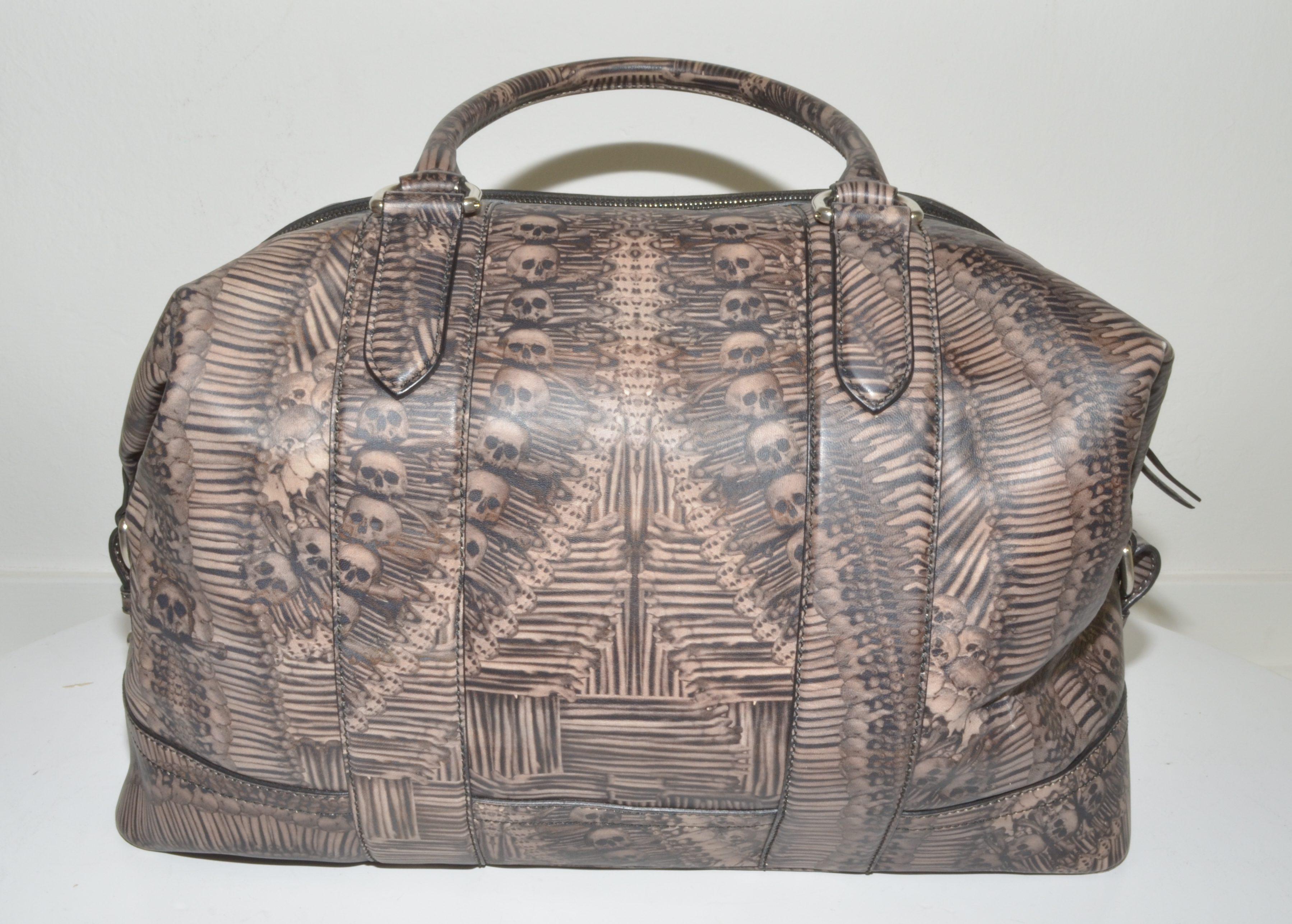 Gray Alexander McQueen 2010 Catacomb Skull Print Travel Bag