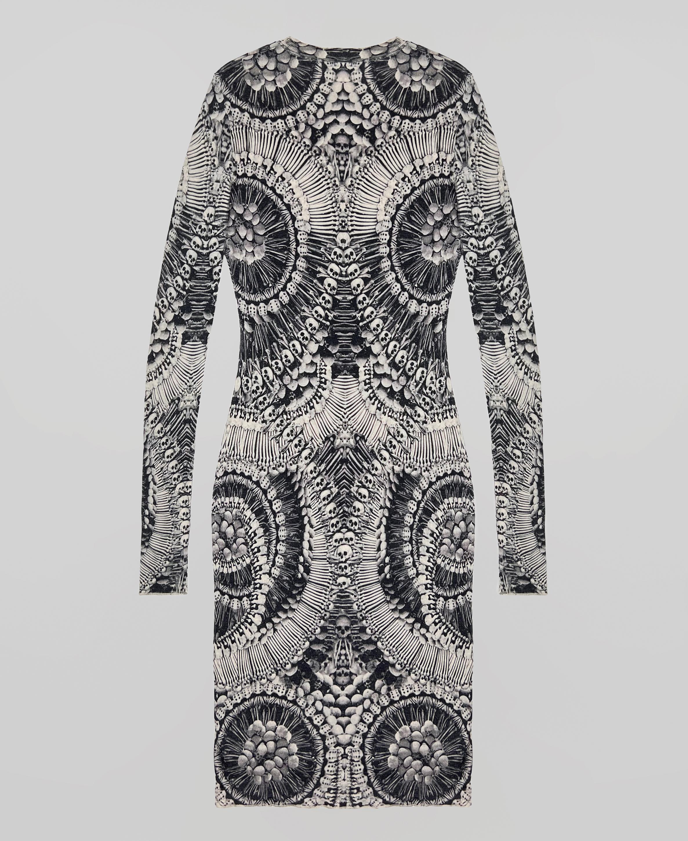 Alexander McQueen 2010 catacombs Black Skull Print Wool Blend Long Sleeve Dress In Excellent Condition For Sale In Алматинский Почтамт, KZ