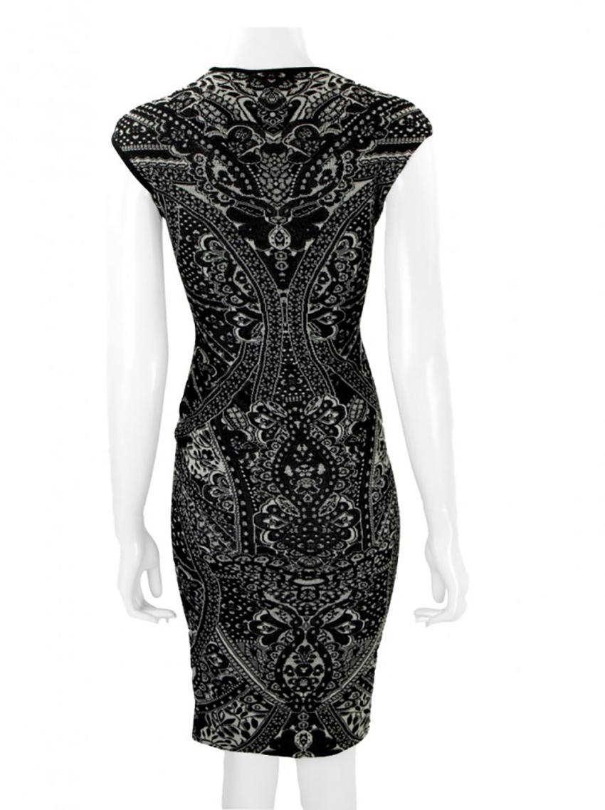 Black Alexander McQueen 2010 collection Bicolor Print Dress size XS