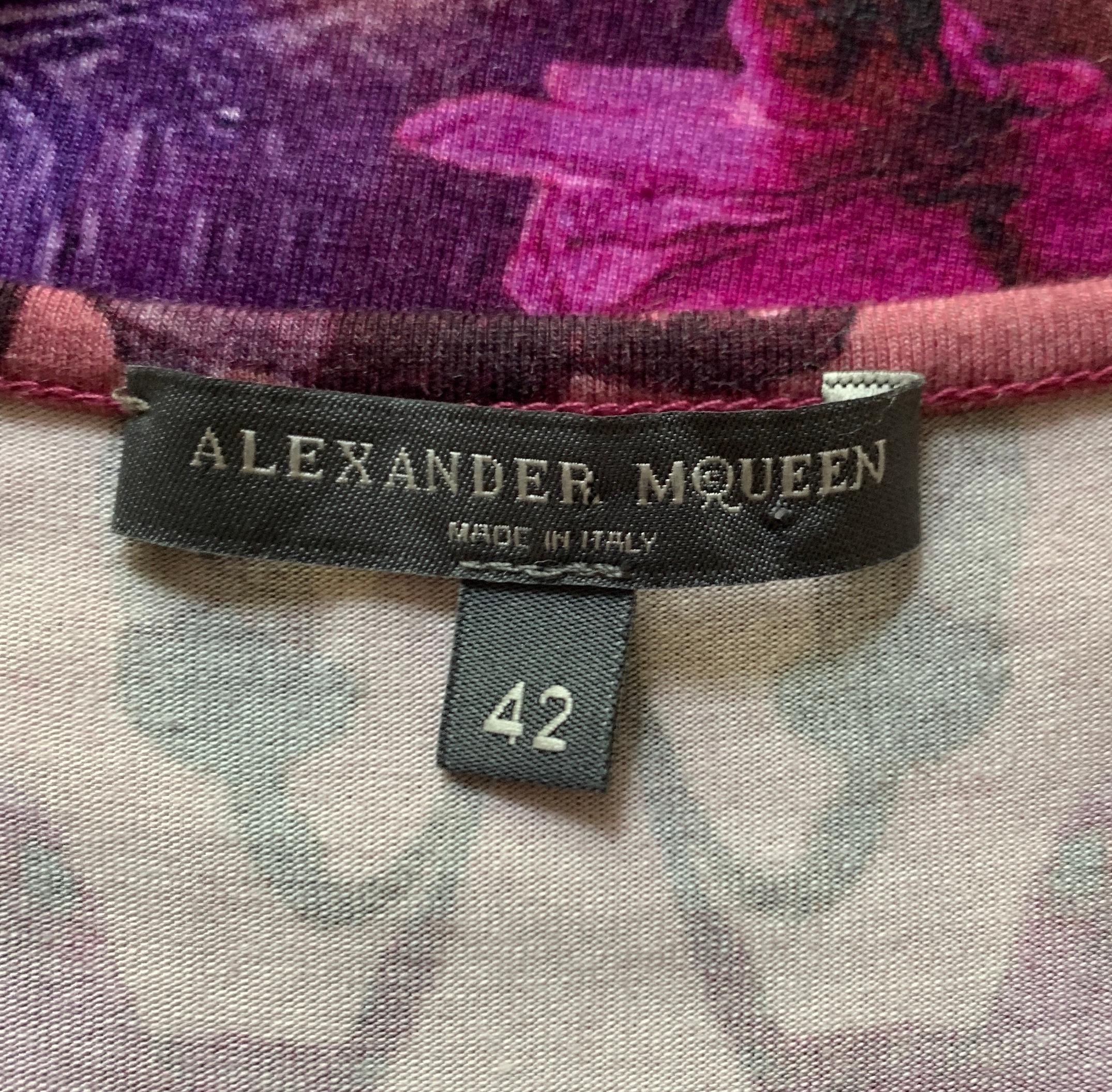 Alexander McQueen 2010 Pink and Purple Orchid Digital Print Dress 1