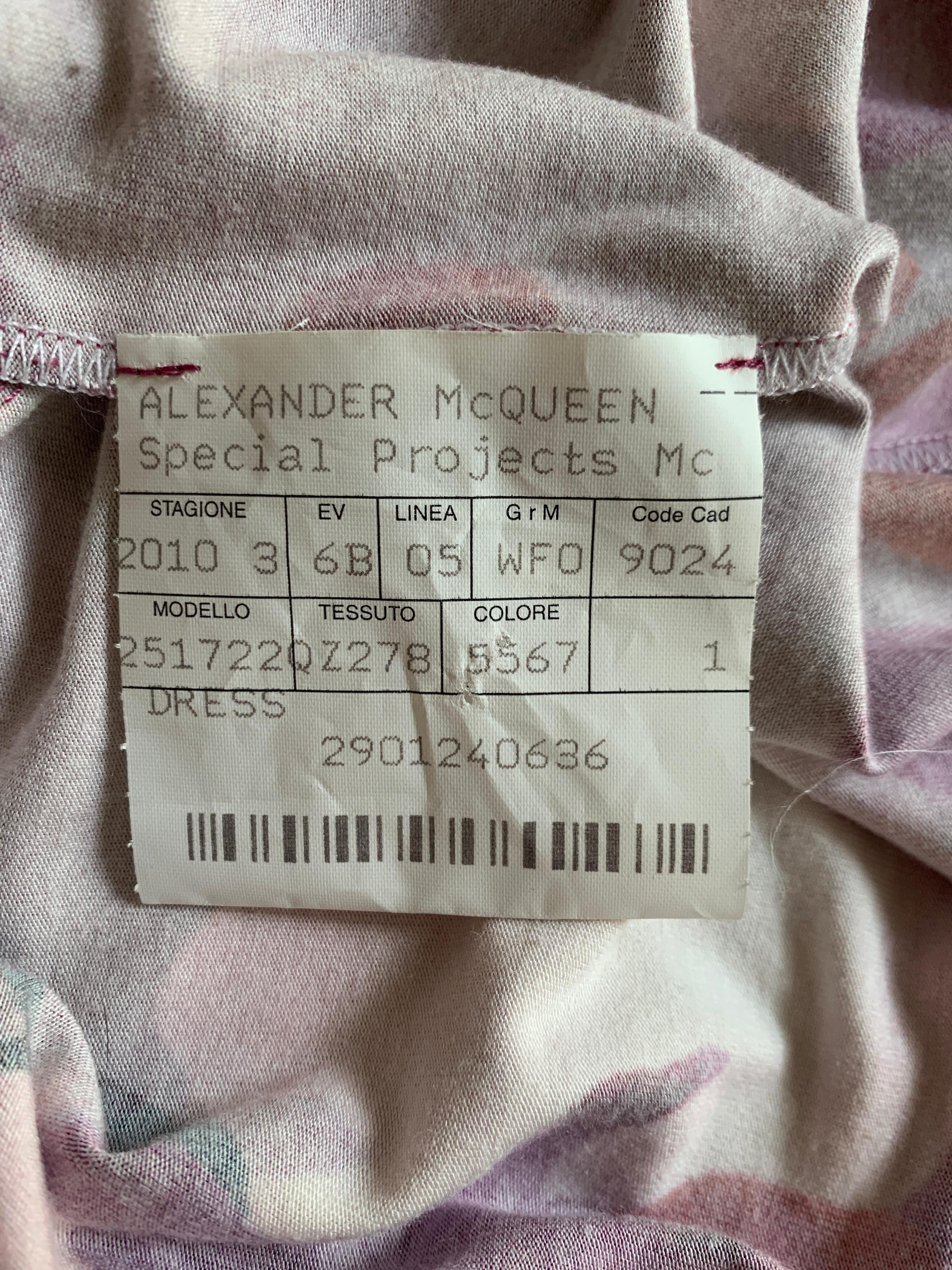 Alexander McQueen 2010 Pink and Purple Orchid Digital Print Dress 2