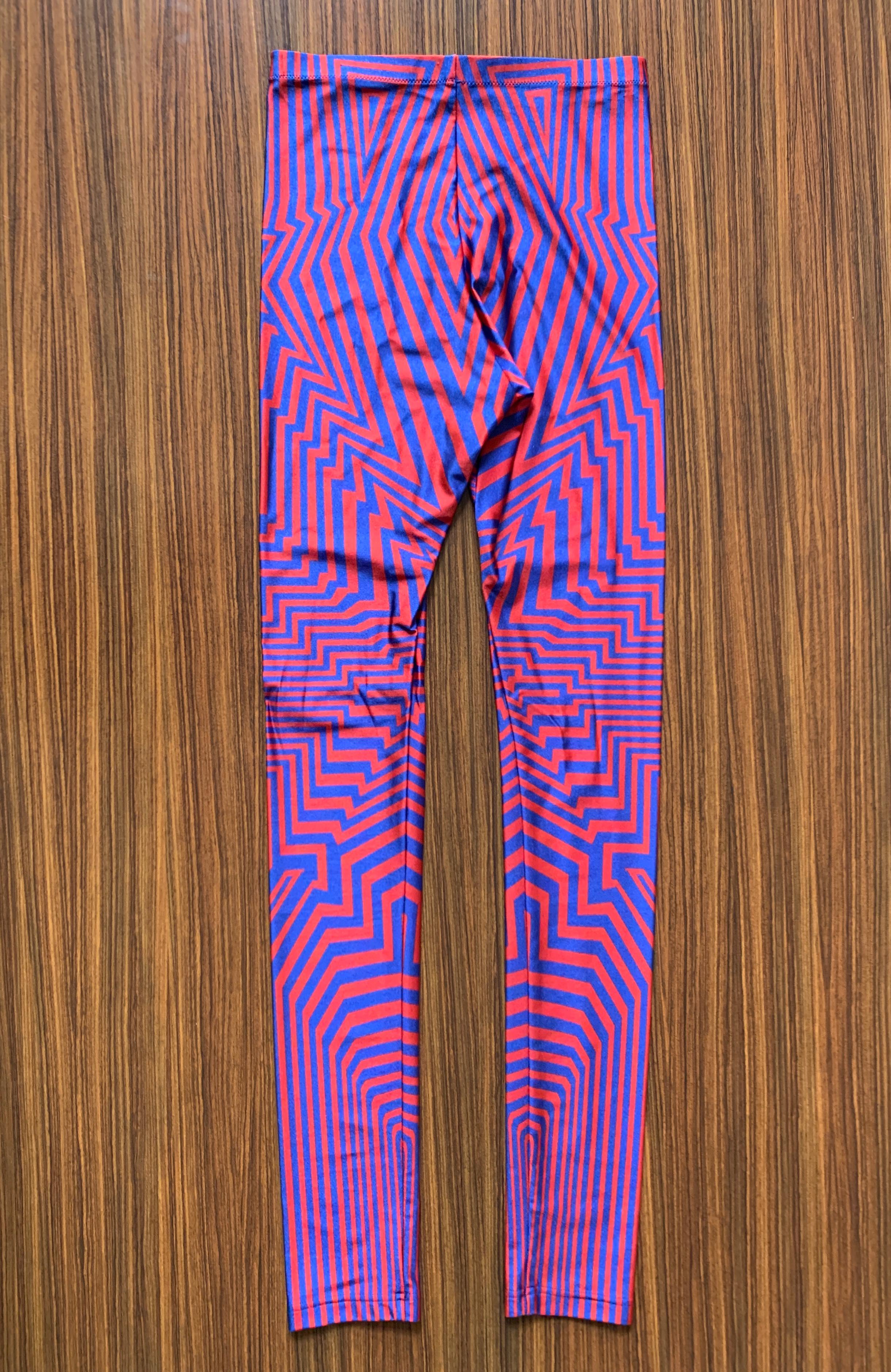 Alexander McQueen - Legging rouge et bleu à imprimé géométrique, 2010 en vente 1