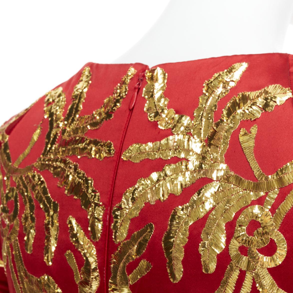 ALEXANDER MCQUEEN 2010 Runway Angels Demons red gold sequin pleat dress IT40 S For Sale 6