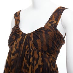 ALEXANDER MCQUEEN 2011 100% silk leopard print corseted long gown IT40 S