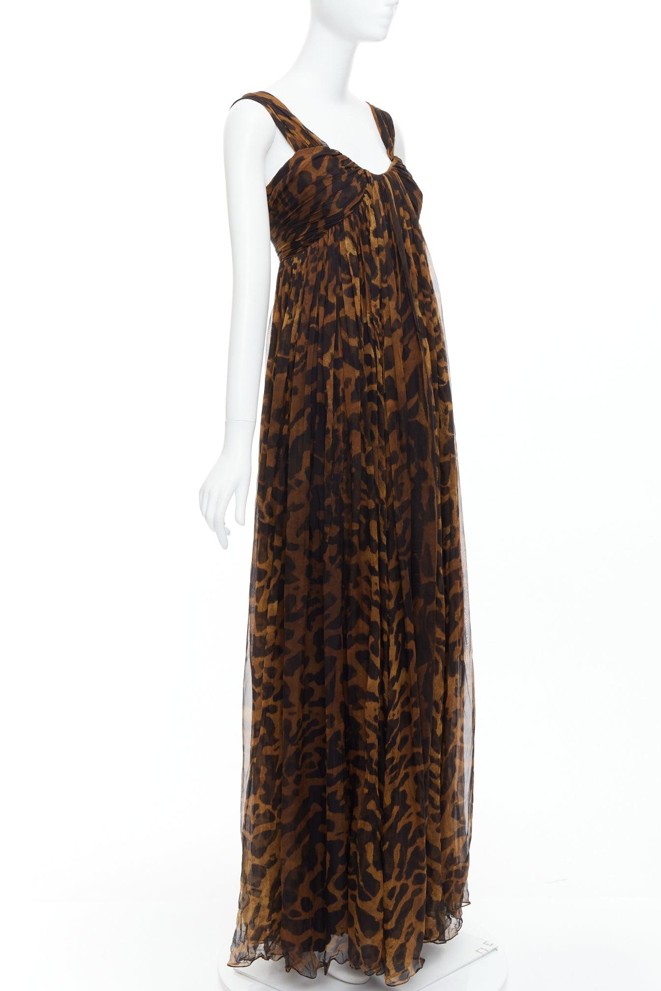 ALEXANDER MCQUEEN 2011 100% Seide Leopardendruck langes Korsettkleid IT40 S (Schwarz) im Angebot