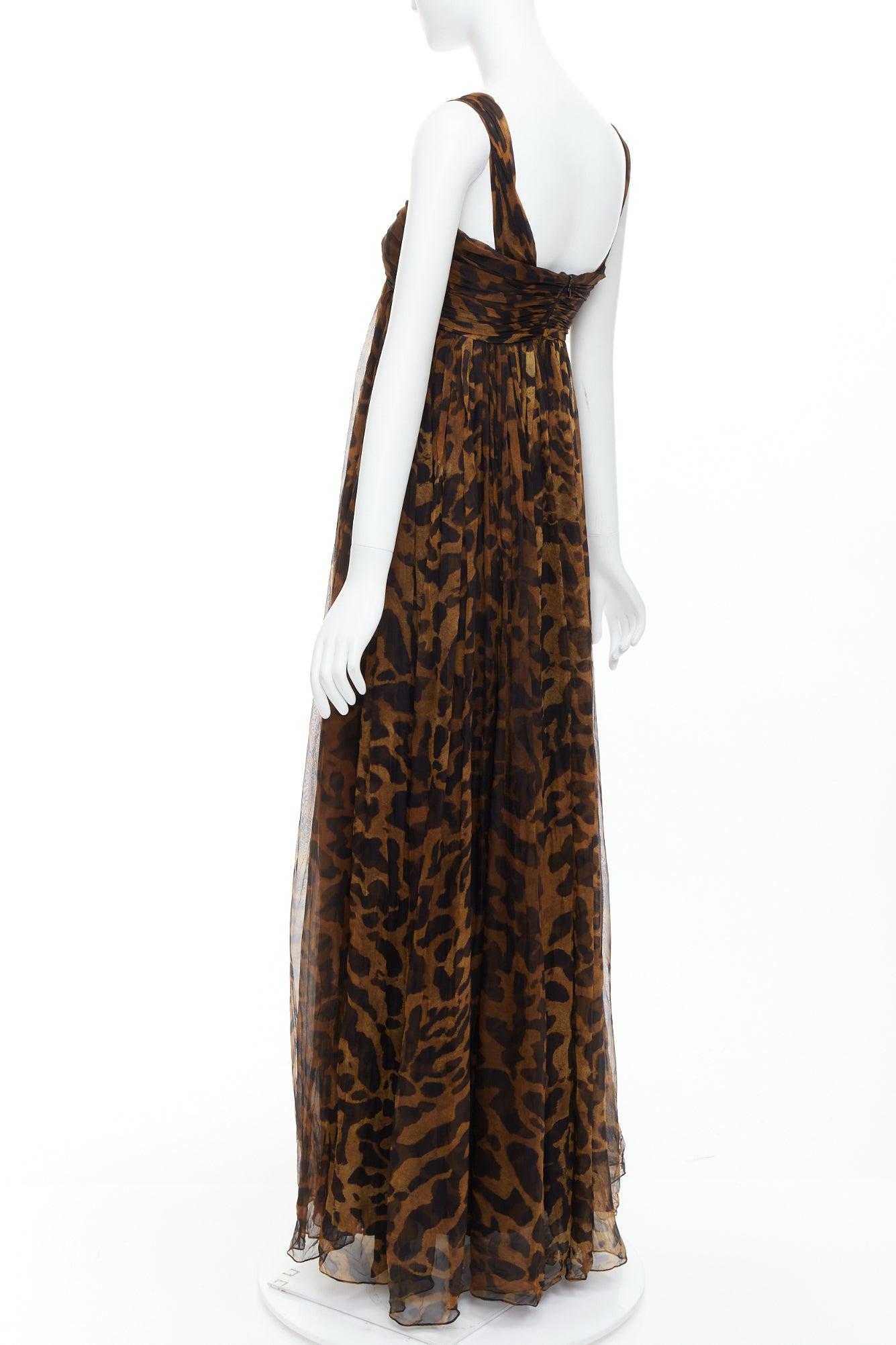 ALEXANDER MCQUEEN 2011 100% Seide Leopardendruck langes Korsettkleid IT40 S im Angebot 1