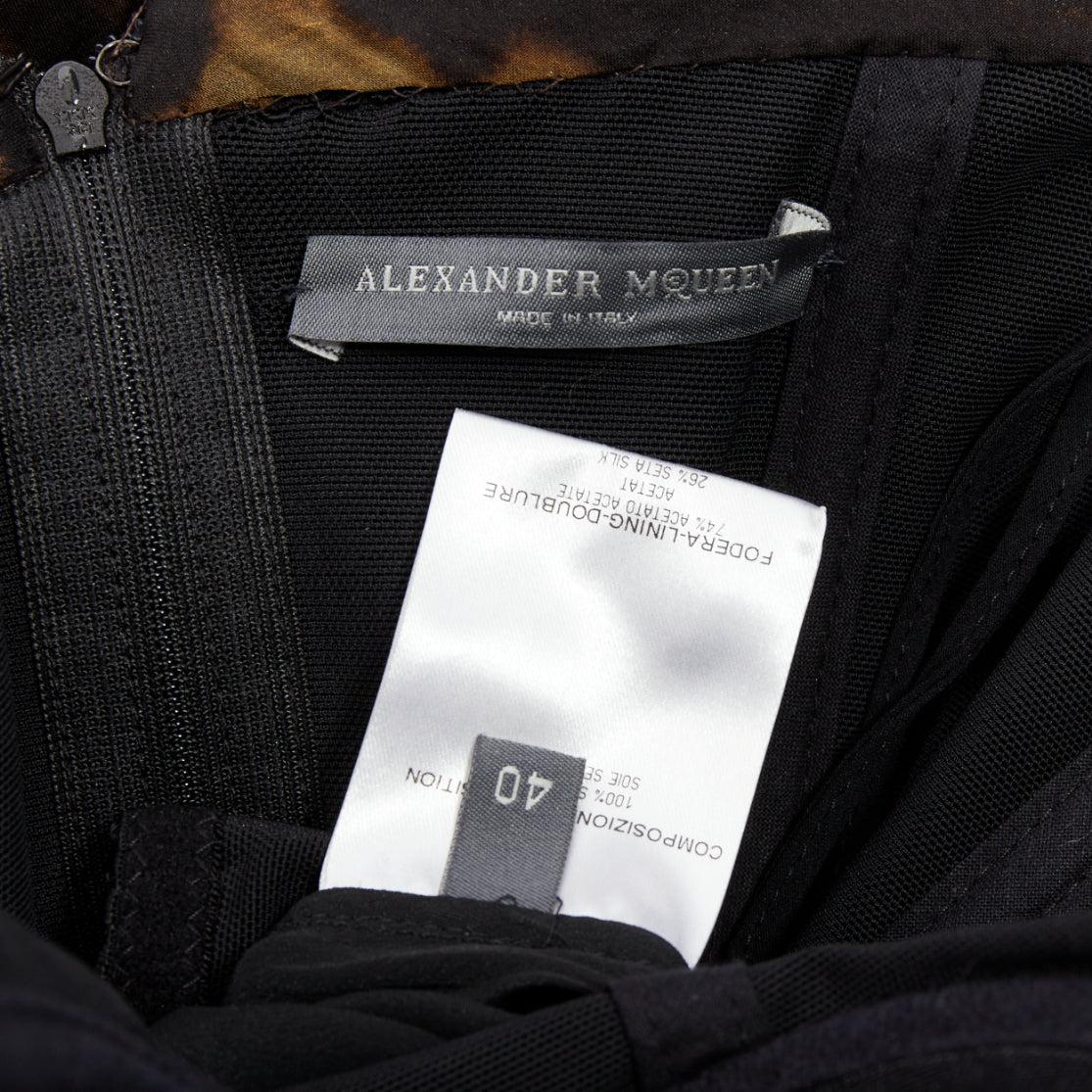 ALEXANDER MCQUEEN 2011 100% Seide Leopardendruck langes Korsettkleid IT40 S im Angebot 3