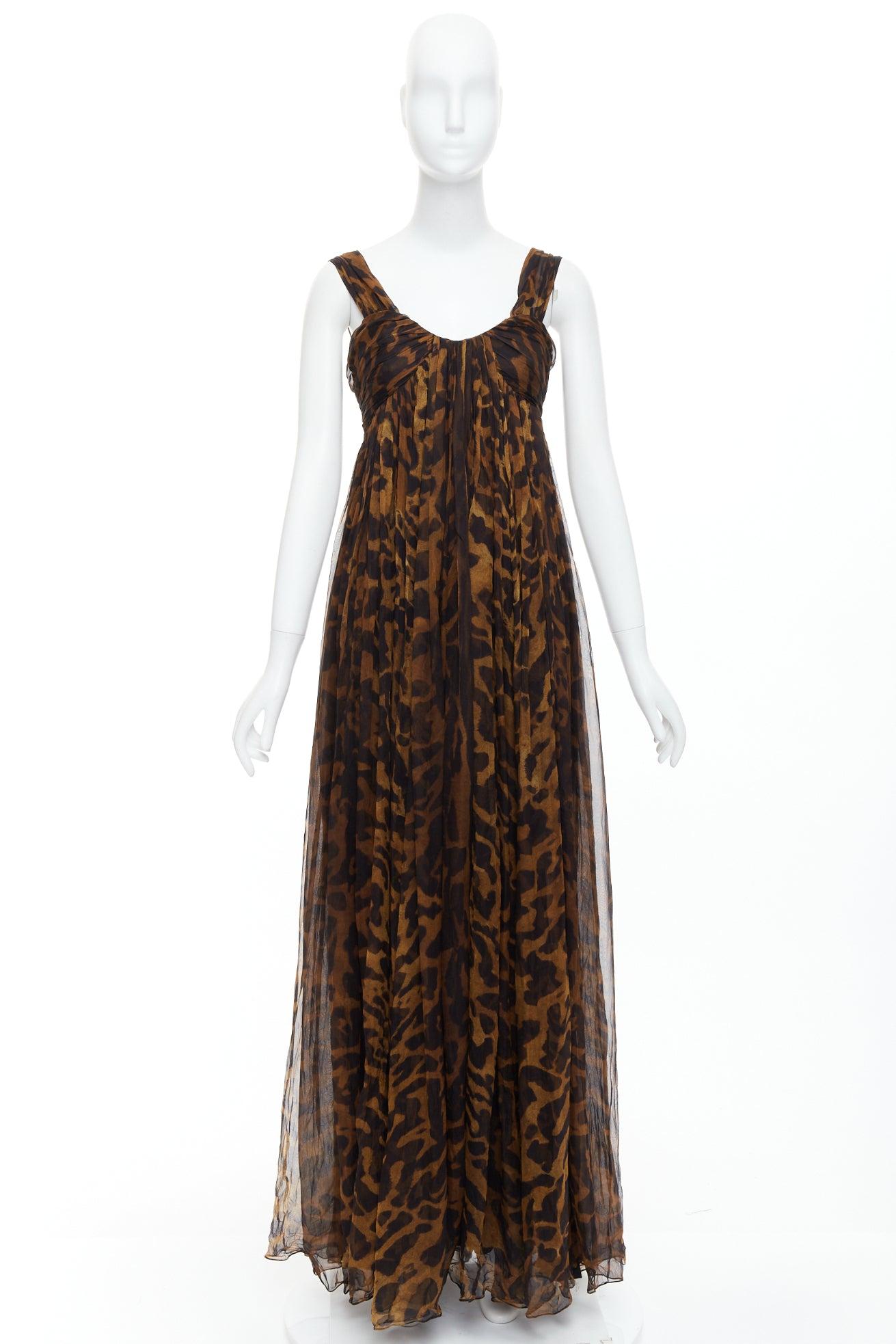 ALEXANDER MCQUEEN 2011 100% Seide Leopardendruck langes Korsettkleid IT40 S im Angebot 4
