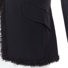ALEXANDER MCQUEEN 2011 beads frayed ruffle collar fitted blazer jacket IT40 S