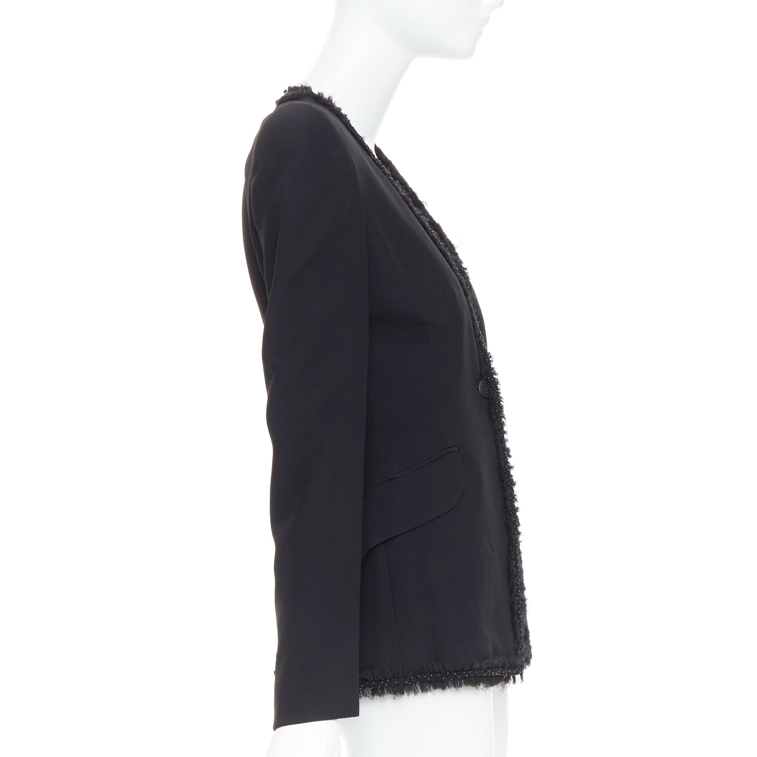 ALEXANDER MCQUEEN 2011 Perlen ausgefranste Blazerjacke mit Rüschenkragenbesatz IT40 S im Zustand „Hervorragend“ im Angebot in Hong Kong, NT