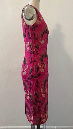 Alexander McQueen 2011 Brocade Dress in Magenta Pink, Black & Gold Floral Print