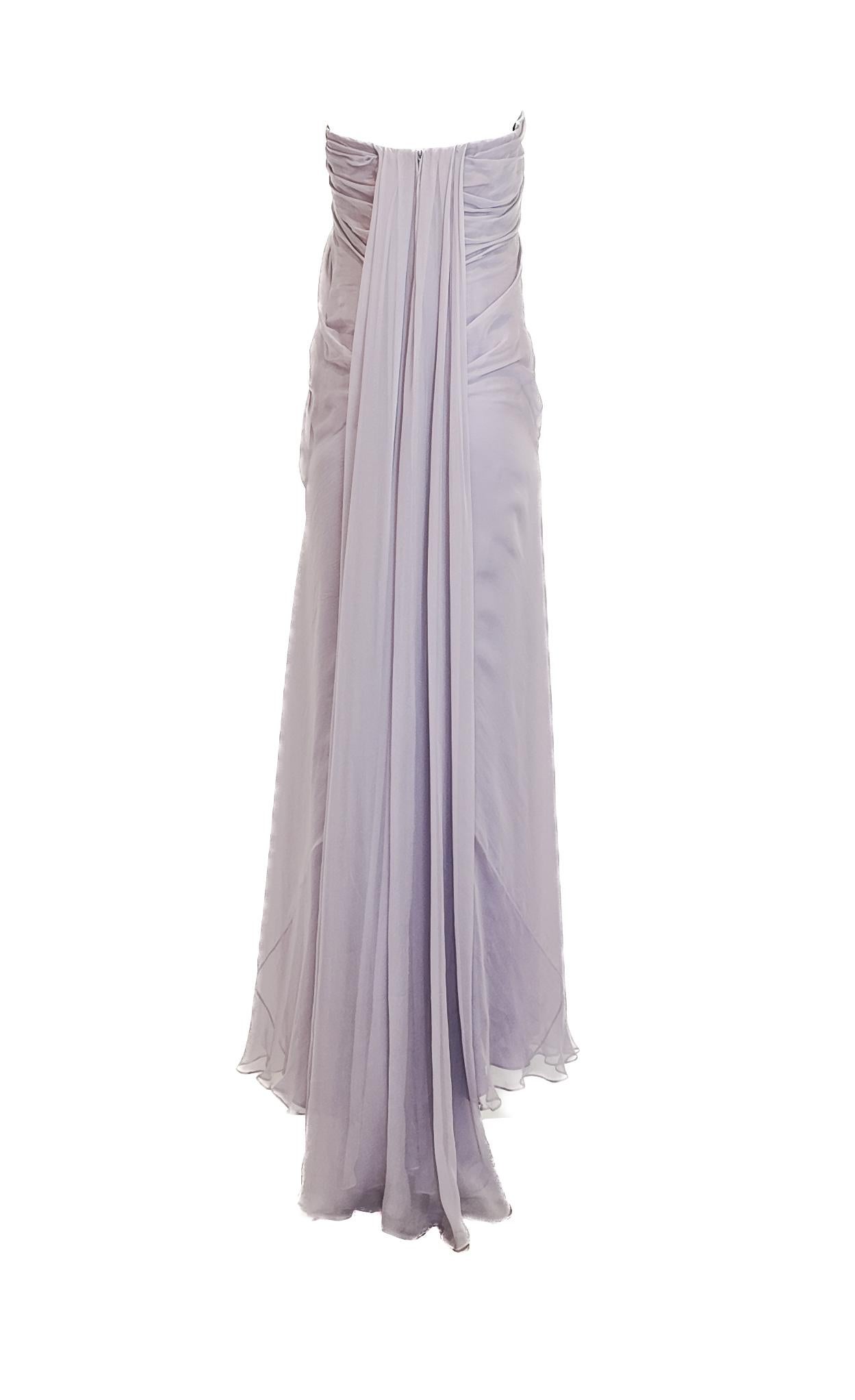 Alexander McQueen 2011 Lavendel Seidenchiffon Trägerloses Kleid im Zustand „Gut“ im Angebot in Los Angeles, CA