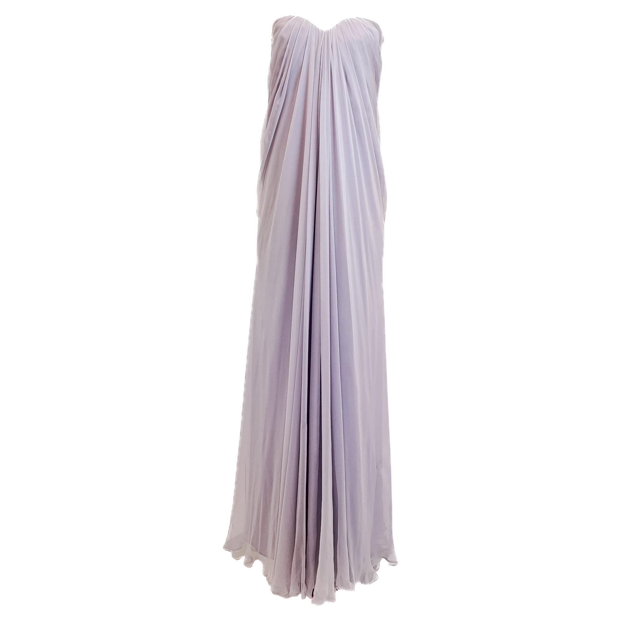 Alexander McQueen 2011 Lavendel Seidenchiffon Trägerloses Kleid im Angebot