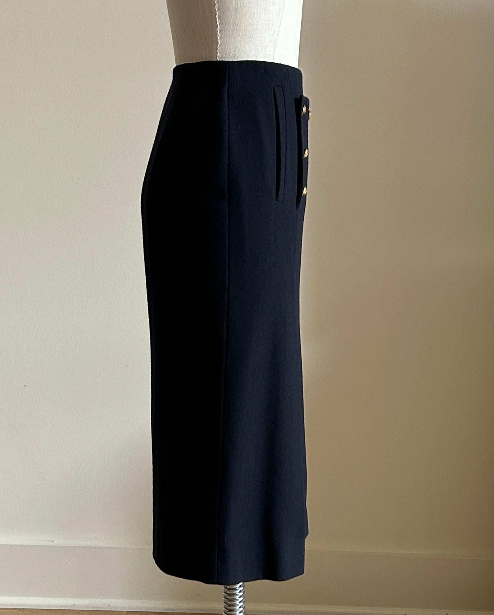 Women's Alexander McQueen 2011 Navy Blue Anchor Button Skirt as Seen on Kate Middleton