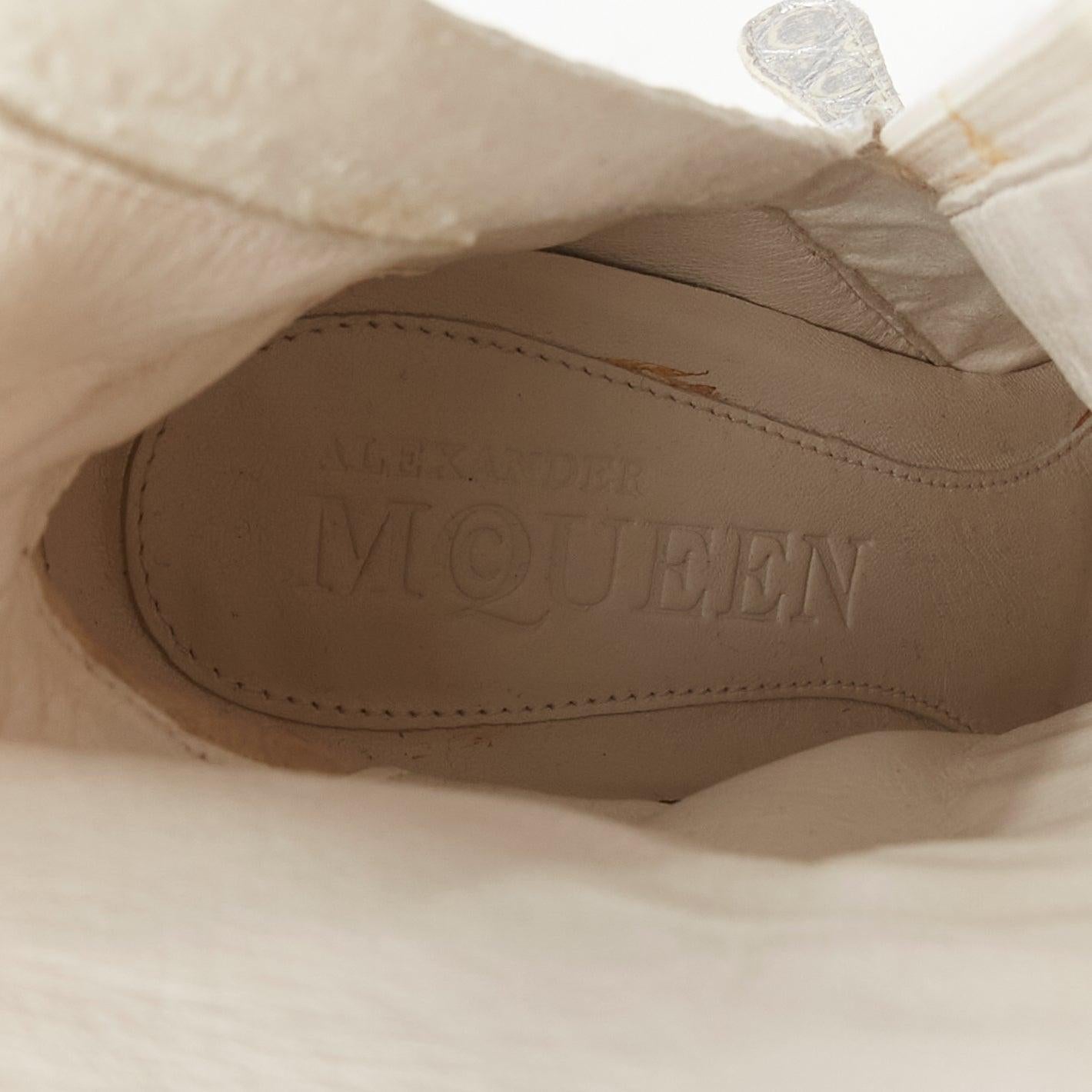 ALEXANDER MCQUEEN 2011 Runway silver scale white leather platform boots EU37.5 4