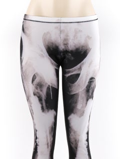 ALEXANDER McQUEEN 2012 Abstract X-Ray Skeleton Print Leggings Black White