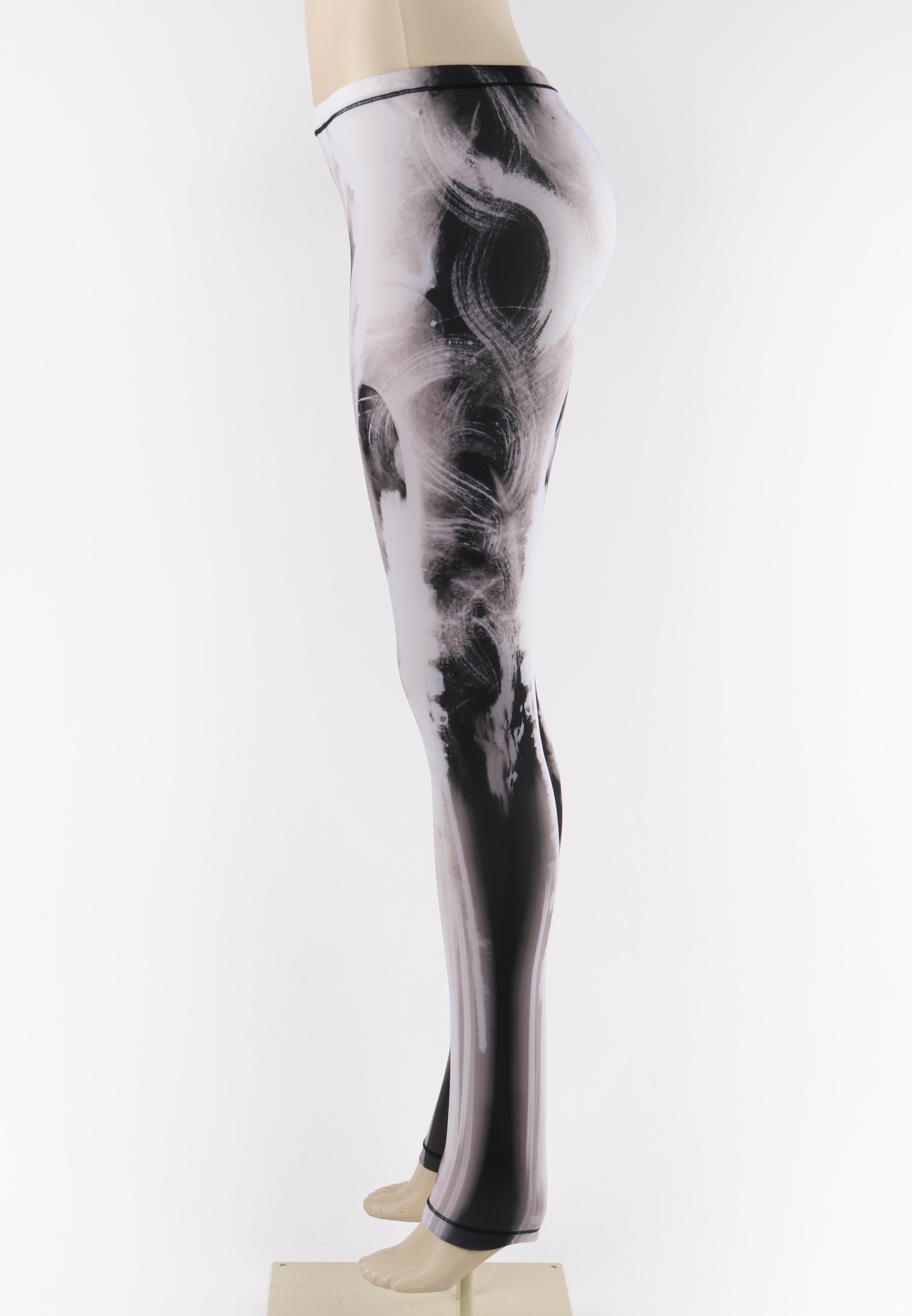 Gray ALEXANDER McQUEEN 2012 Abstract X-Ray Skeleton Print Leggings Black White For Sale