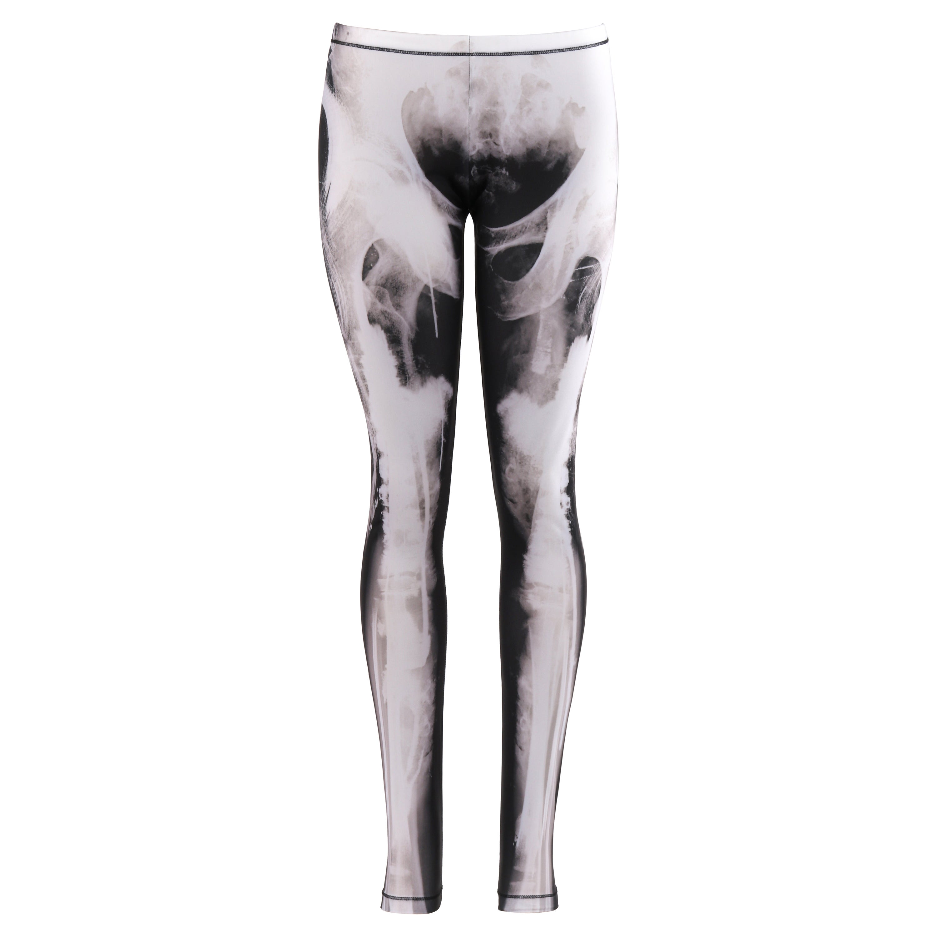 Alexander McQueen 2012 Leggings con stampa scheletro astratta a raggi X, Alexander White in vendita
