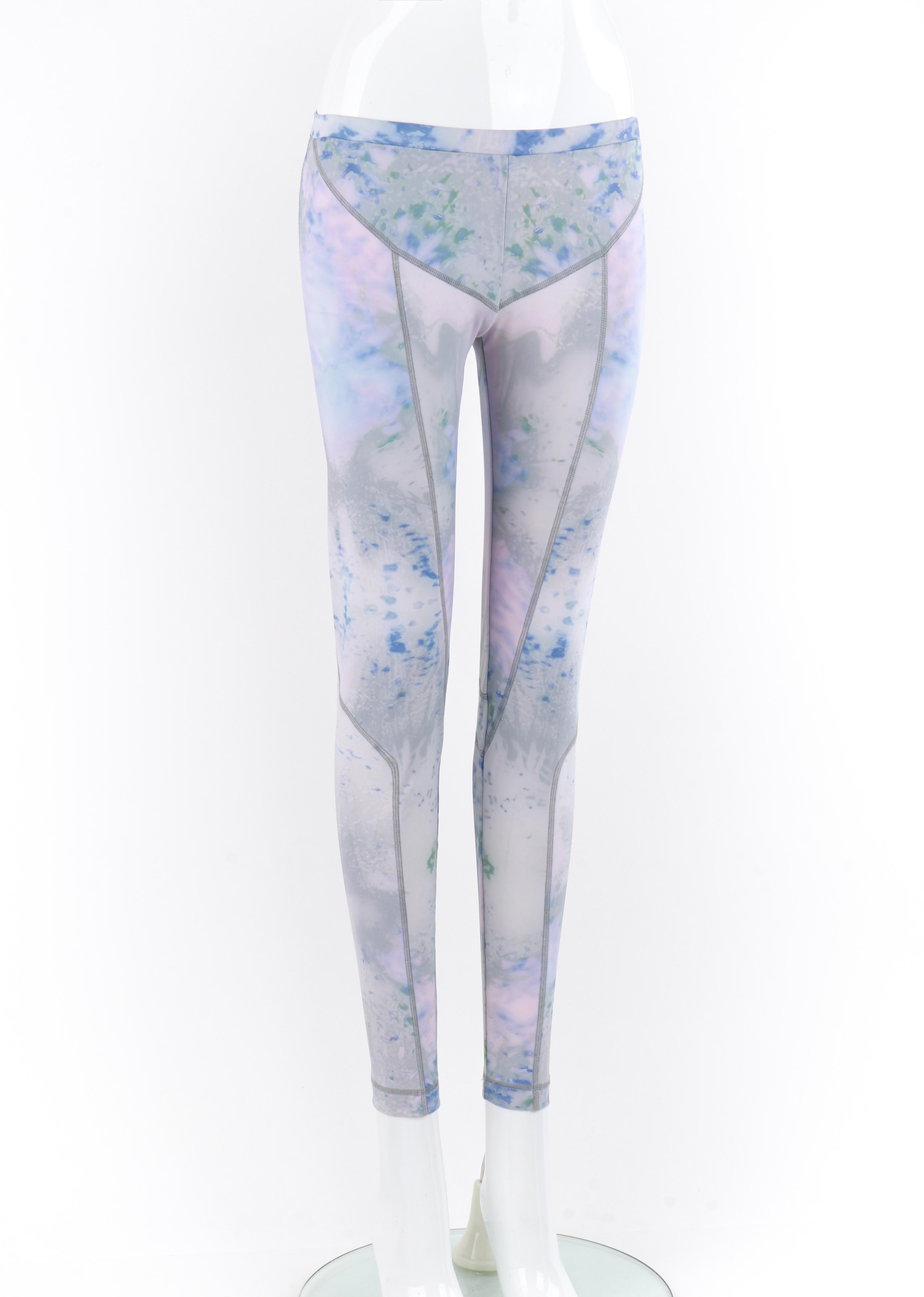 ALEXANDER McQUEEN 2012 McQ Blue Green Pink Pastel Abstract Print Leggings In Good Condition In Thiensville, WI