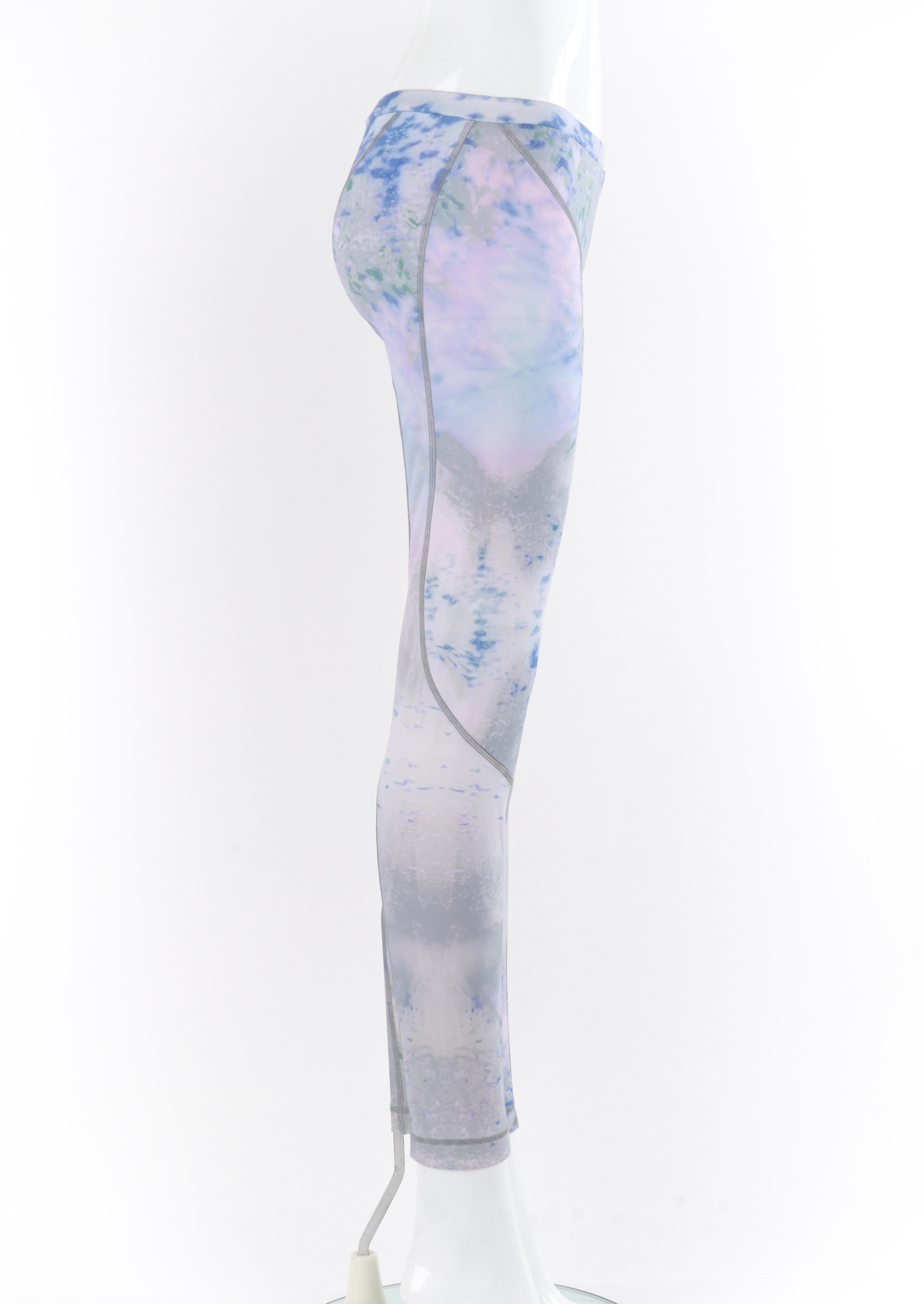 Women's ALEXANDER McQUEEN 2012 McQ Blue Green Pink Pastel Abstract Print Leggings