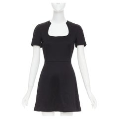 ALEXANDER MCQUEEN 2013 mini vestido negro de algodón con cuello redondo y manga corta IT40 S