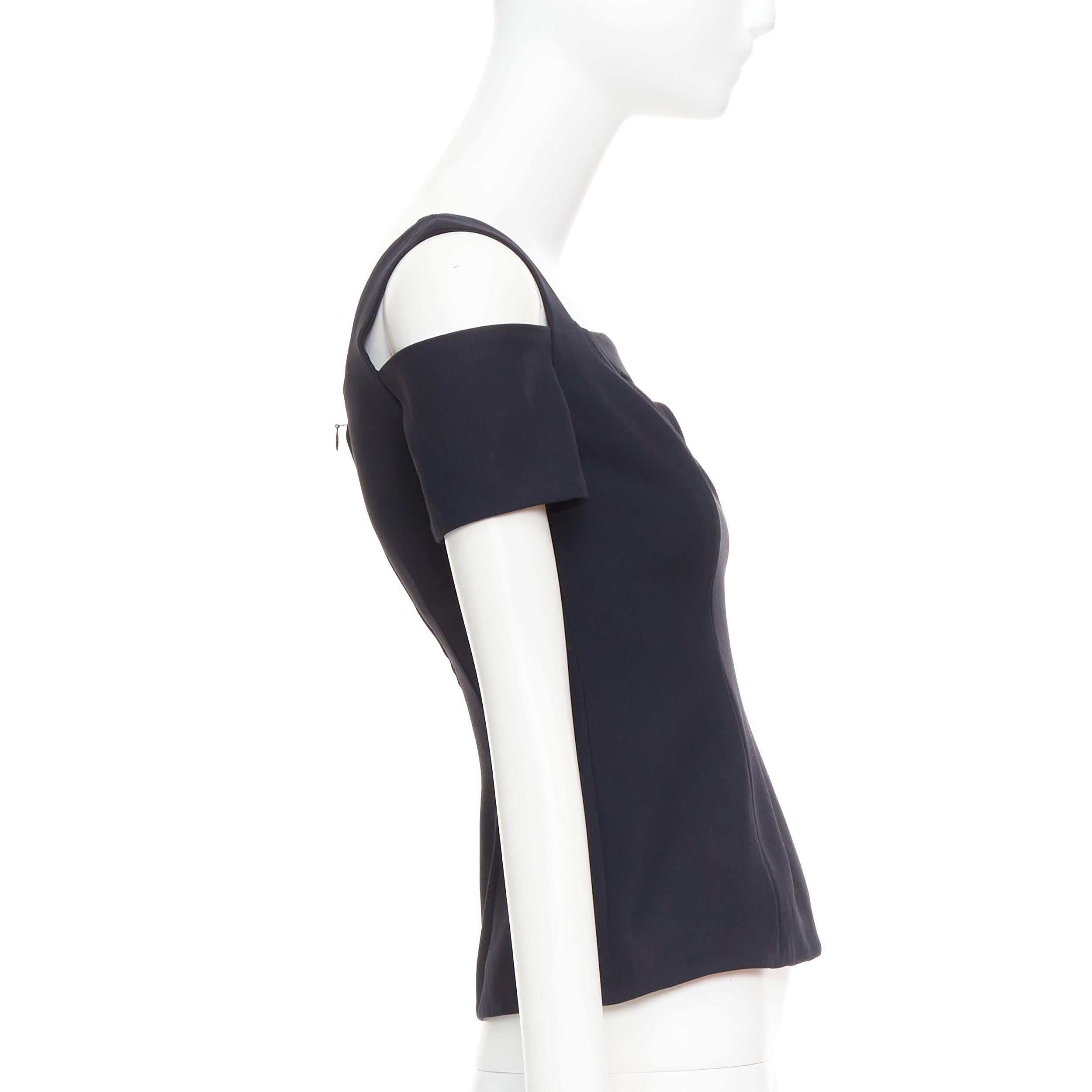 ALEXANDER MCQUEEN 2013 black cut out bust cold shoulder top IT38 XS In Good Condition For Sale In Hong Kong, NT