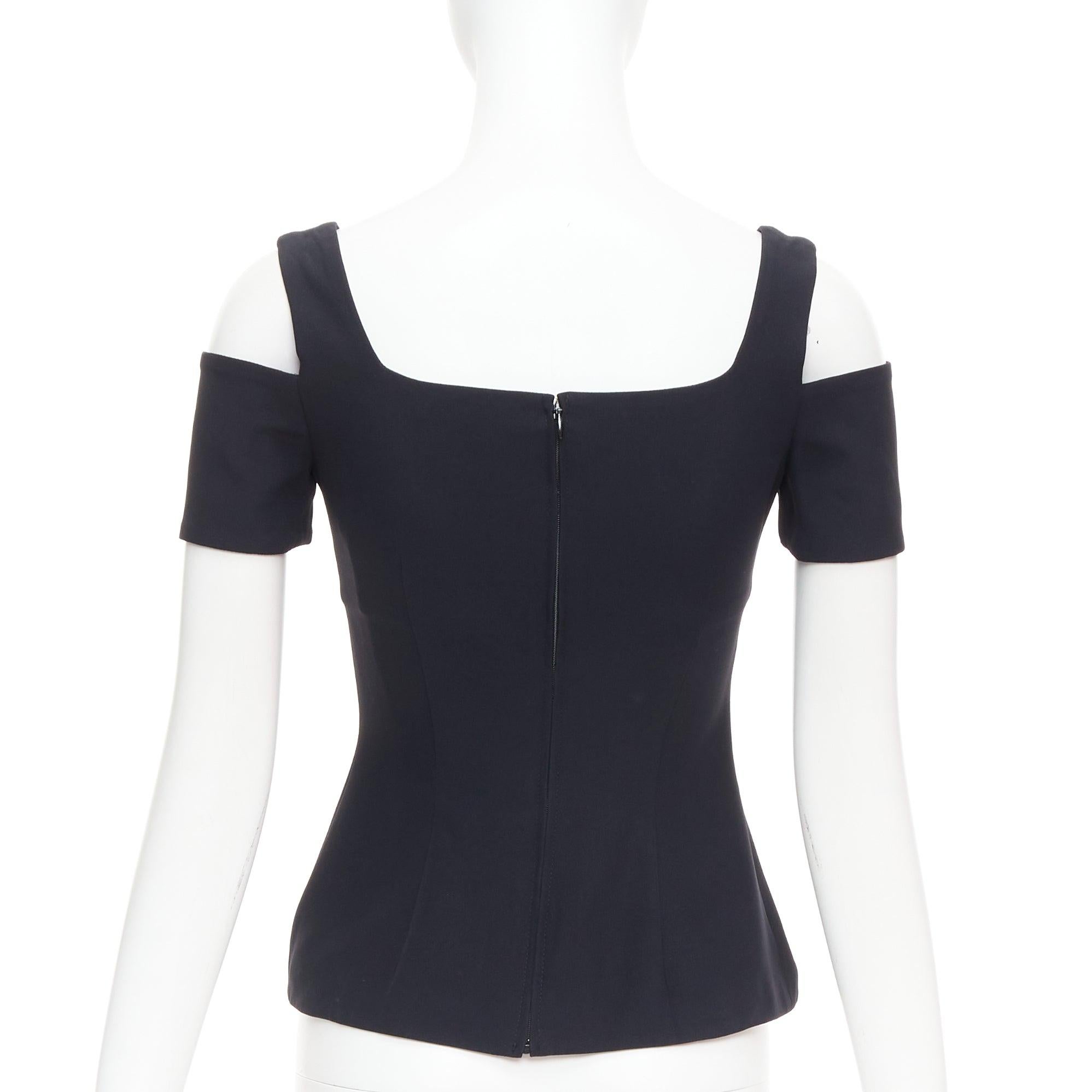 Women's ALEXANDER MCQUEEN 2013 black cut out bust cold shoulder top IT38 XS For Sale